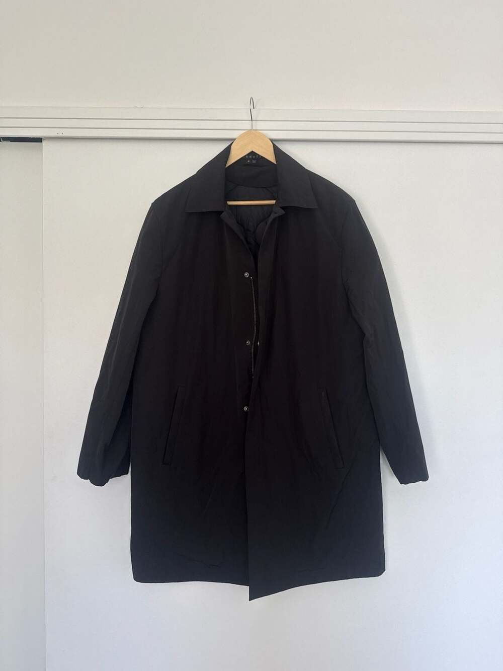 Theory Men's Black Car Coat with Removable Quilted Liner Size M
